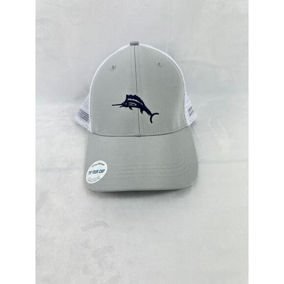 Tommy Bahama Adjustable Trucker Style Baseball Cap Gray NWT - Picture 1 of 6